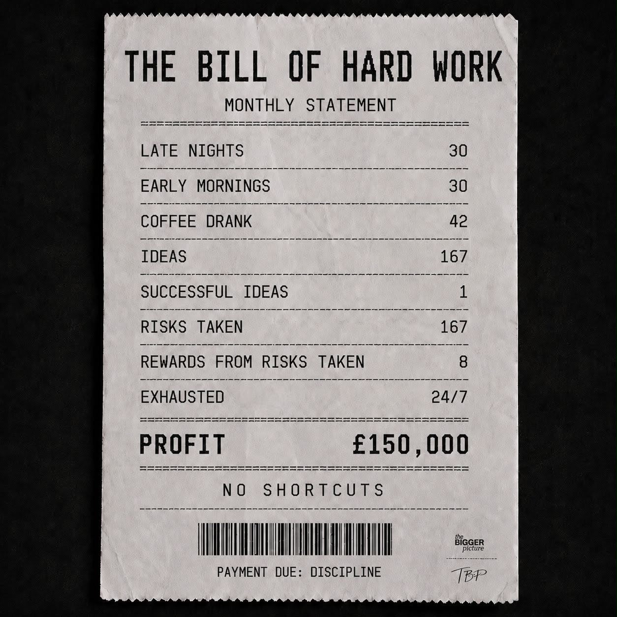 The bill of hard work print