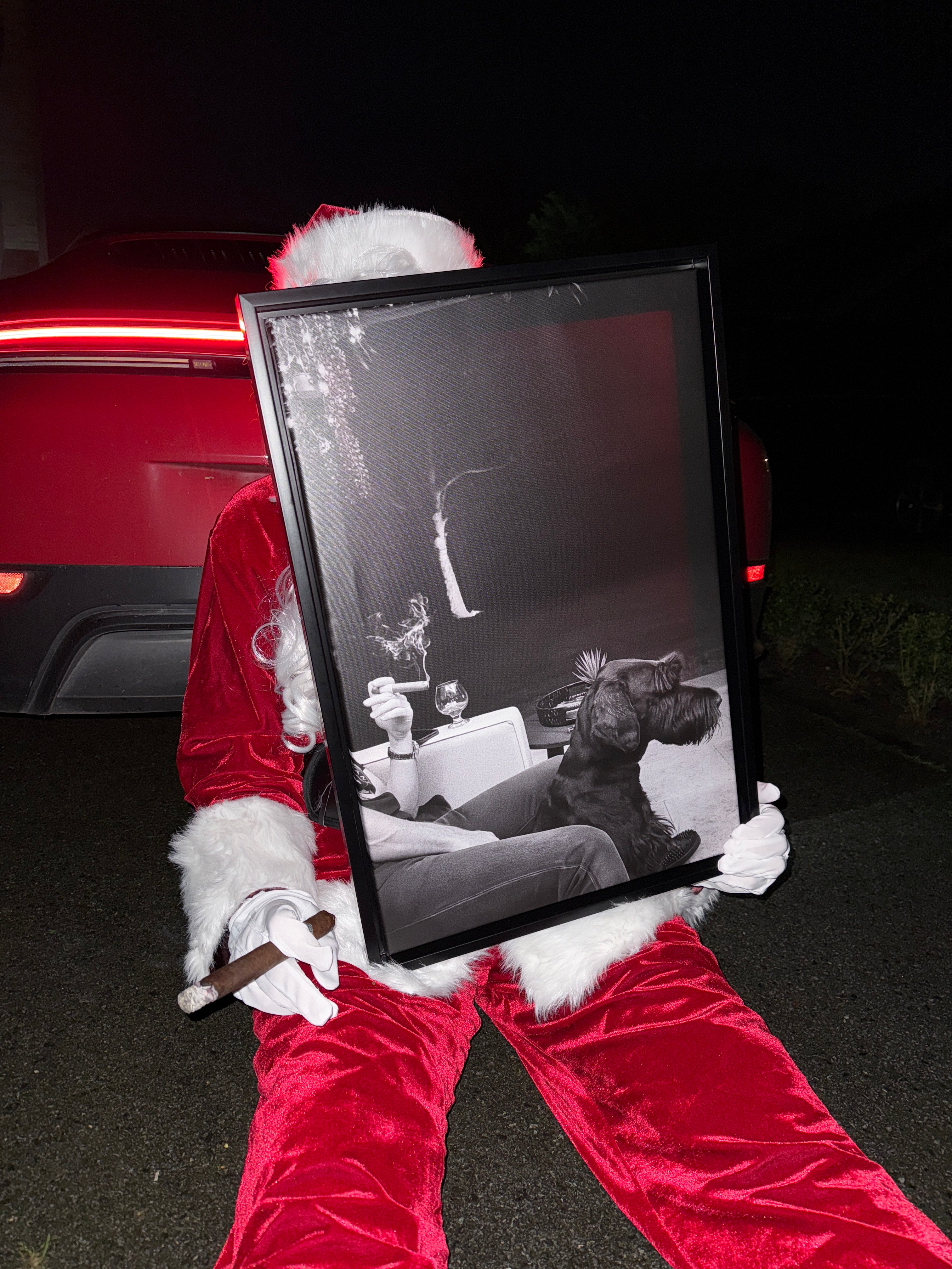 A man & his dog canvas.