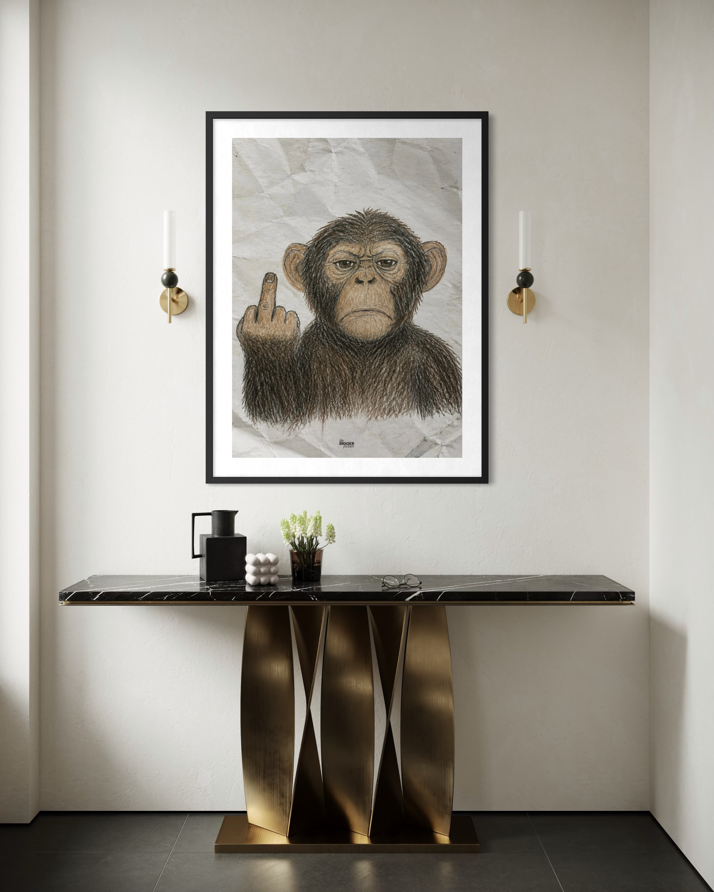 Middle finger monkey print