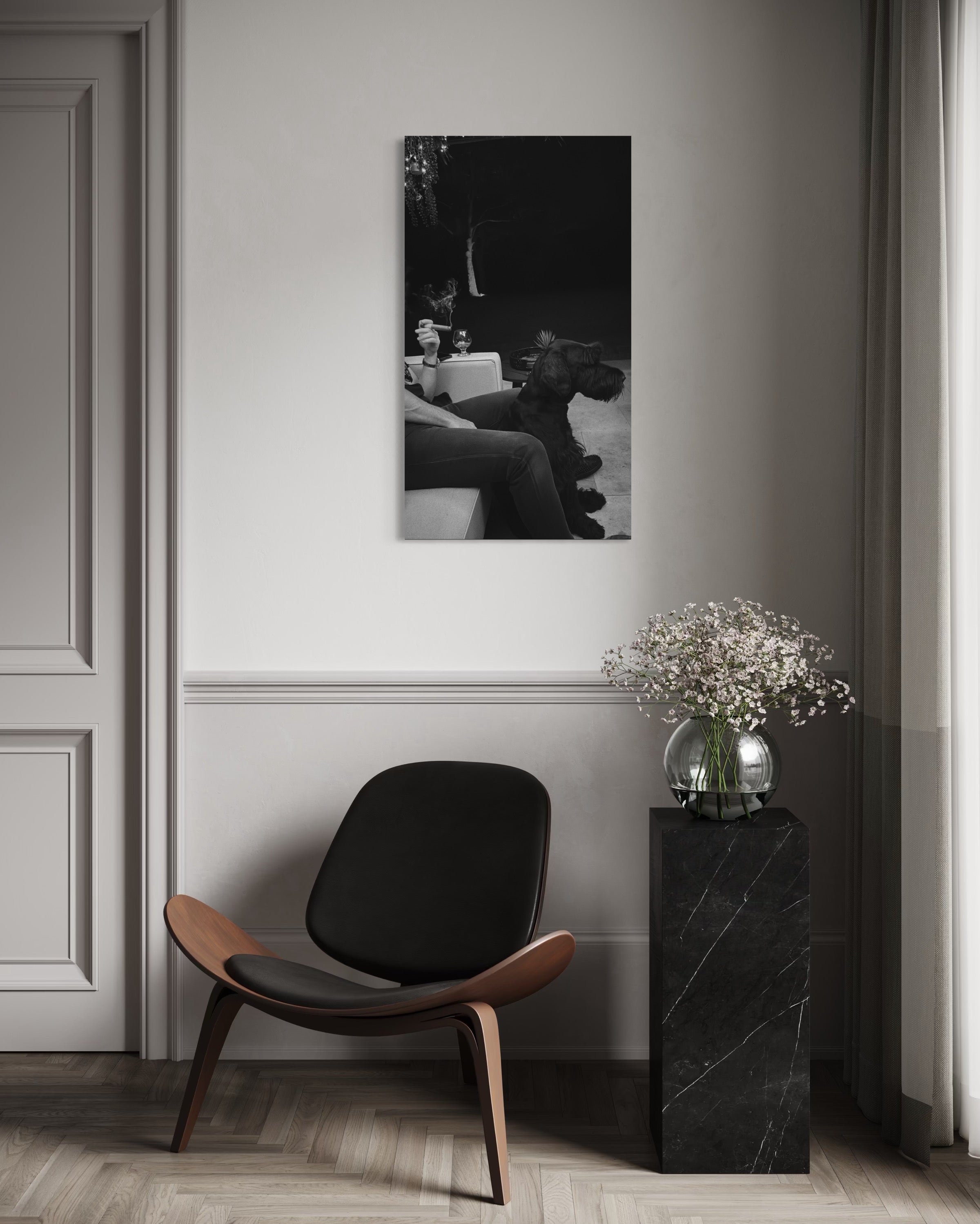 A man & his dog canvas.